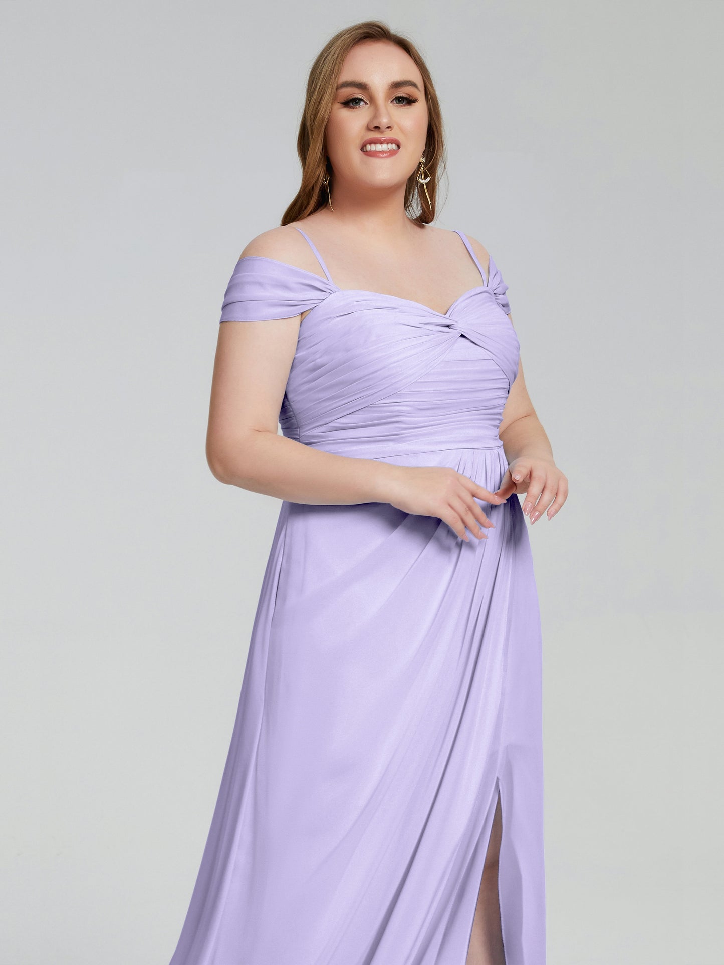 Catherine Elegant Straps Split Plus Size Bridesmaid Dresses