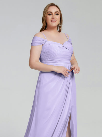 Catherine Elegant Straps Split Plus Size Bridesmaid Dresses