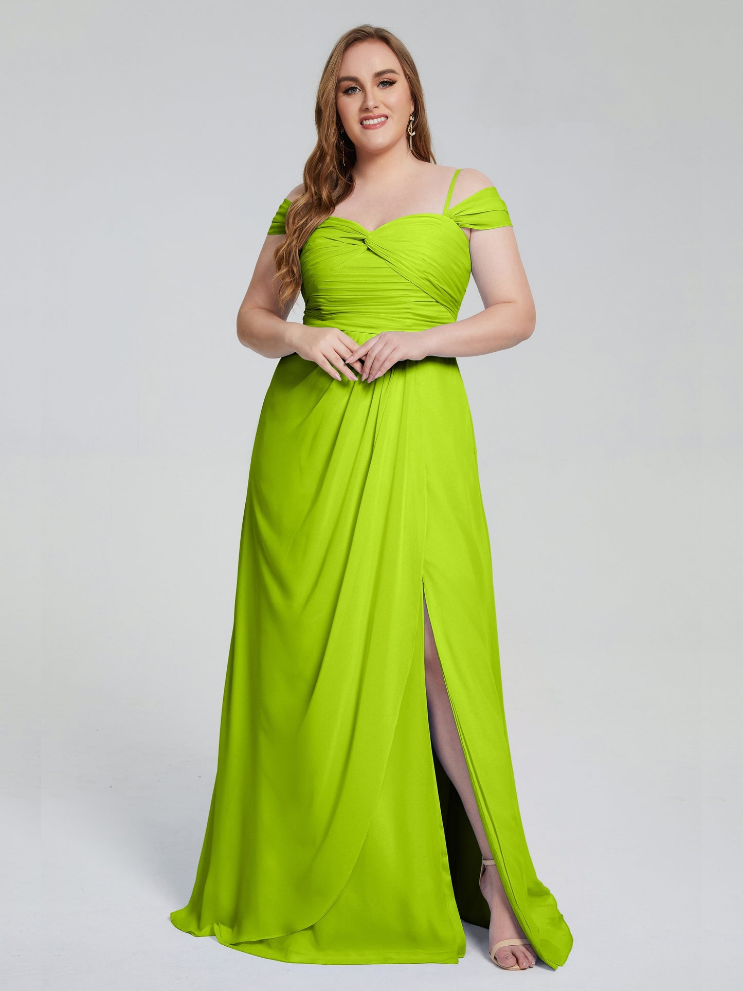Catherine Elegant Straps Split Plus Size Bridesmaid Dresses