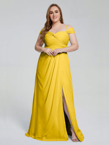 Catherine Elegant Straps Split Plus Size Bridesmaid Dresses