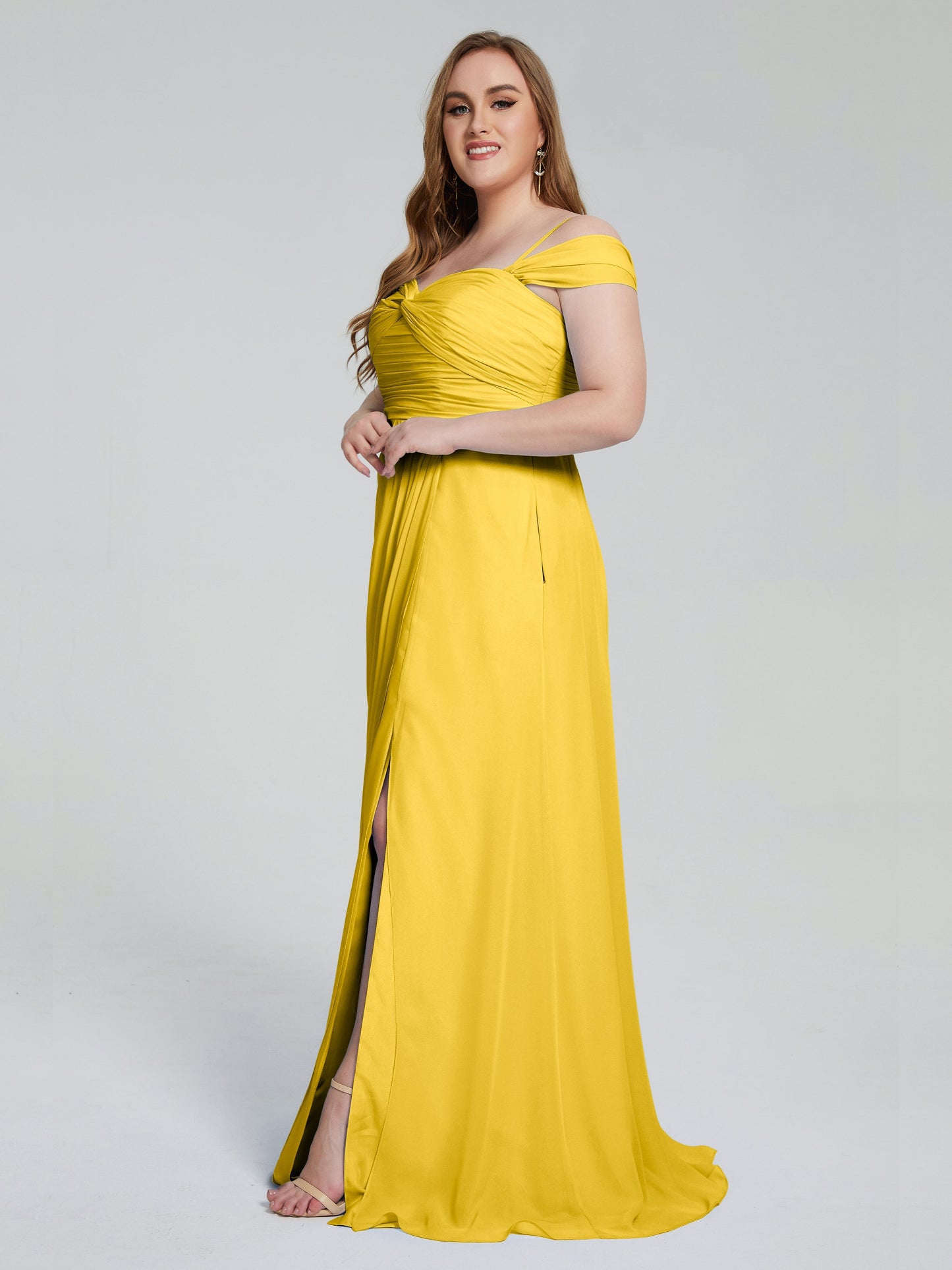 Catherine Elegant Straps Split Plus Size Bridesmaid Dresses