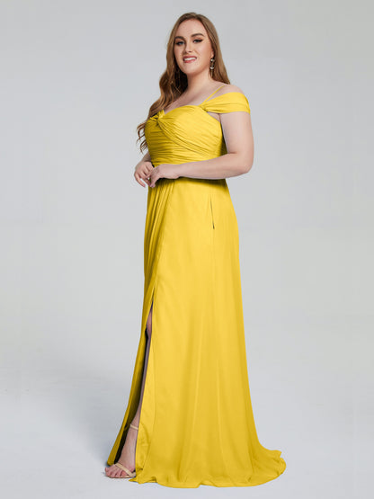Catherine Elegant Straps Split Plus Size Bridesmaid Dresses