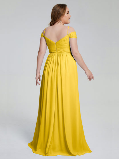 Catherine Elegant Straps Split Plus Size Bridesmaid Dresses