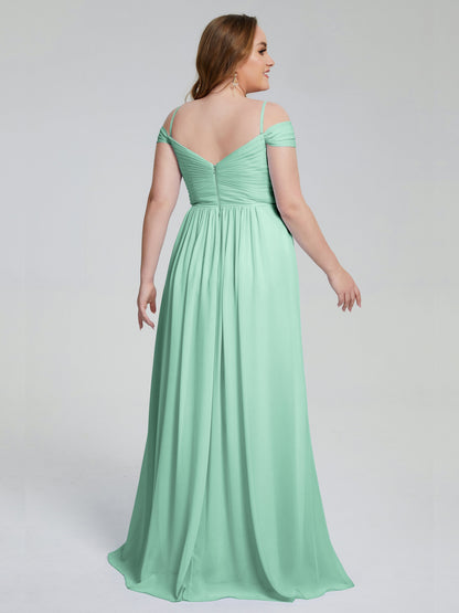 Catherine Elegant Straps Split Plus Size Bridesmaid Dresses