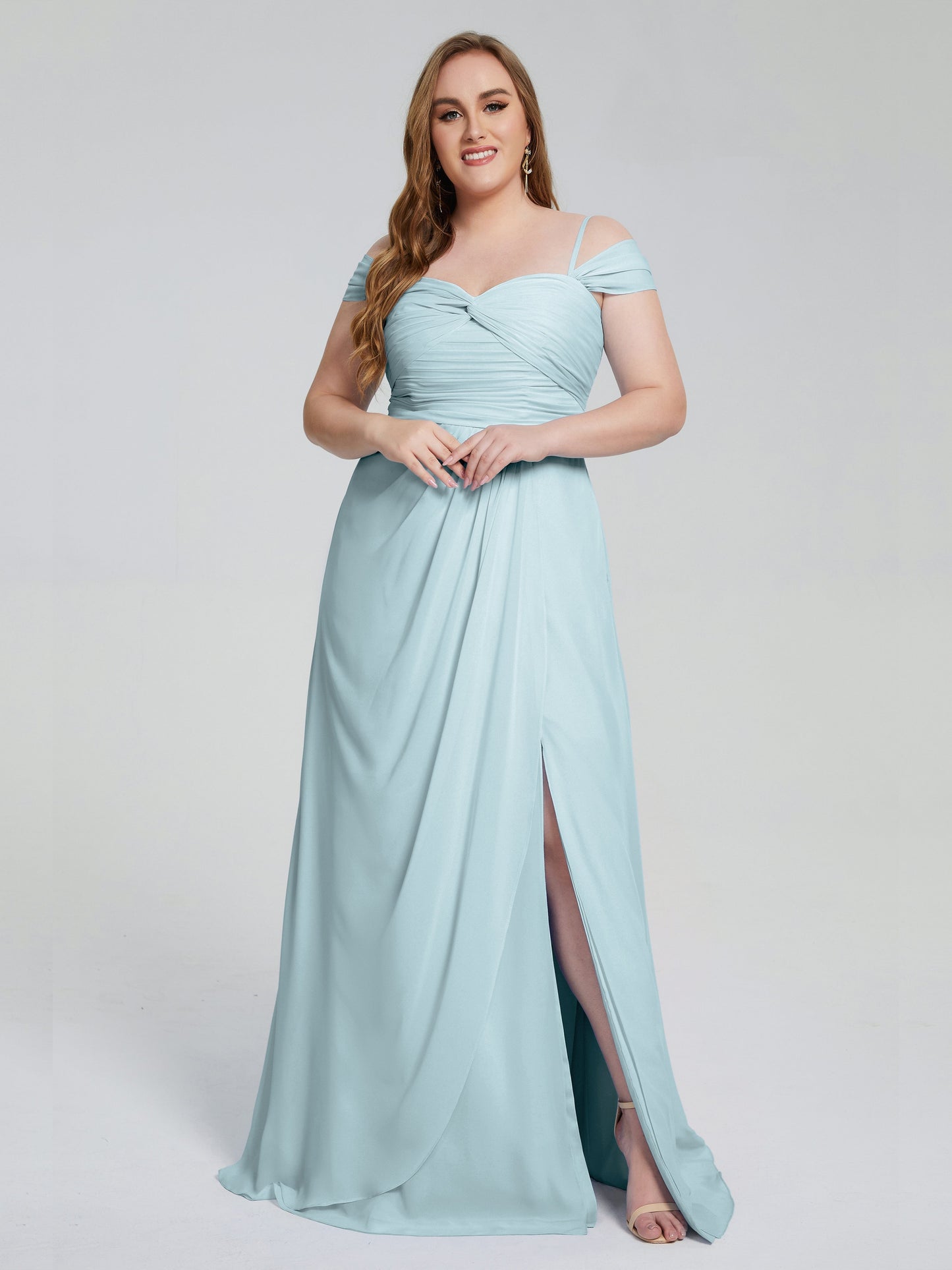 Catherine Elegant Straps Split Plus Size Bridesmaid Dresses