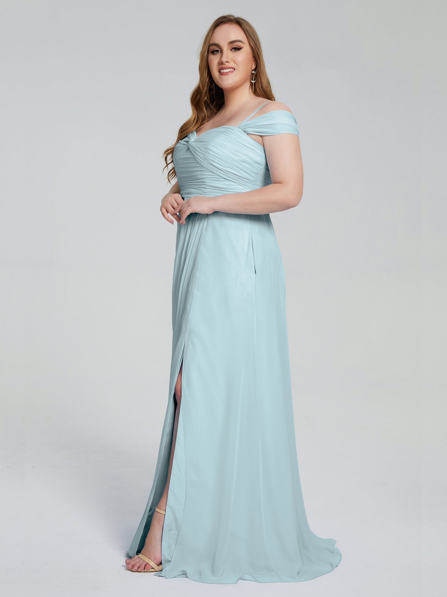 Catherine Elegant Straps Split Plus Size Bridesmaid Dresses
