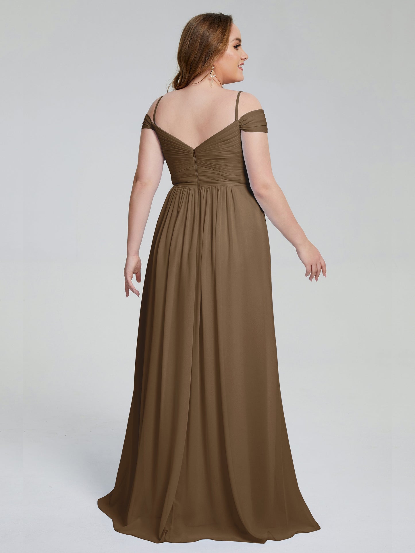 Catherine Elegant Straps Split Plus Size Bridesmaid Dresses