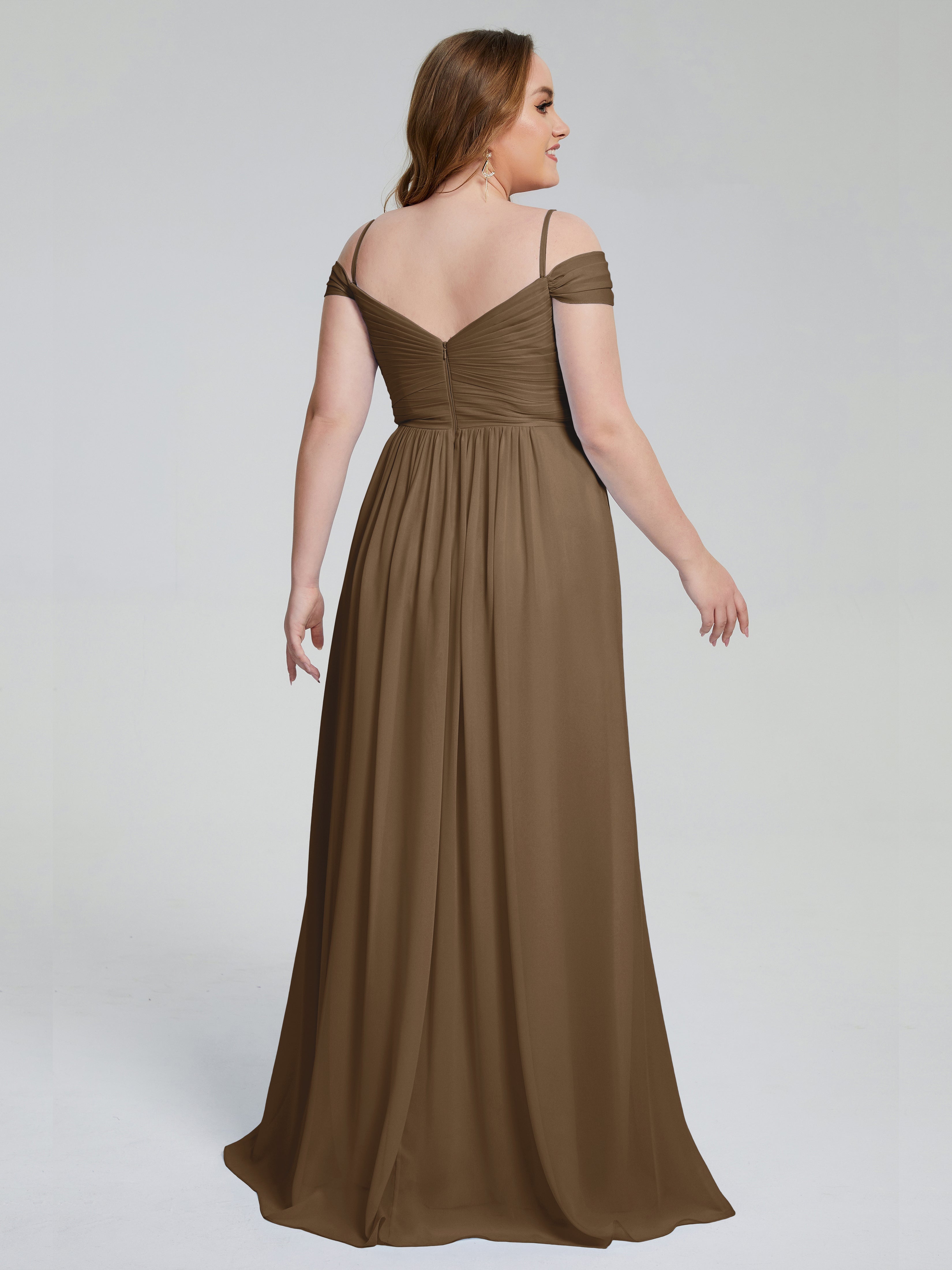 Catherine Elegant Straps Split Plus Size Bridesmaid Dresses