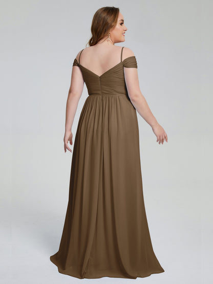 Catherine Elegant Straps Split Plus Size Bridesmaid Dresses
