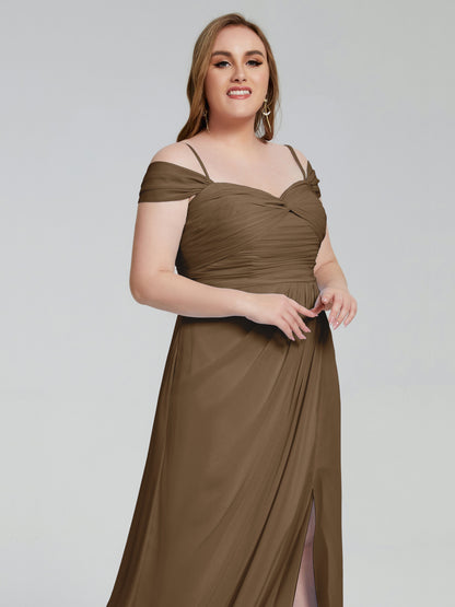 Catherine Elegant Straps Split Plus Size Bridesmaid Dresses