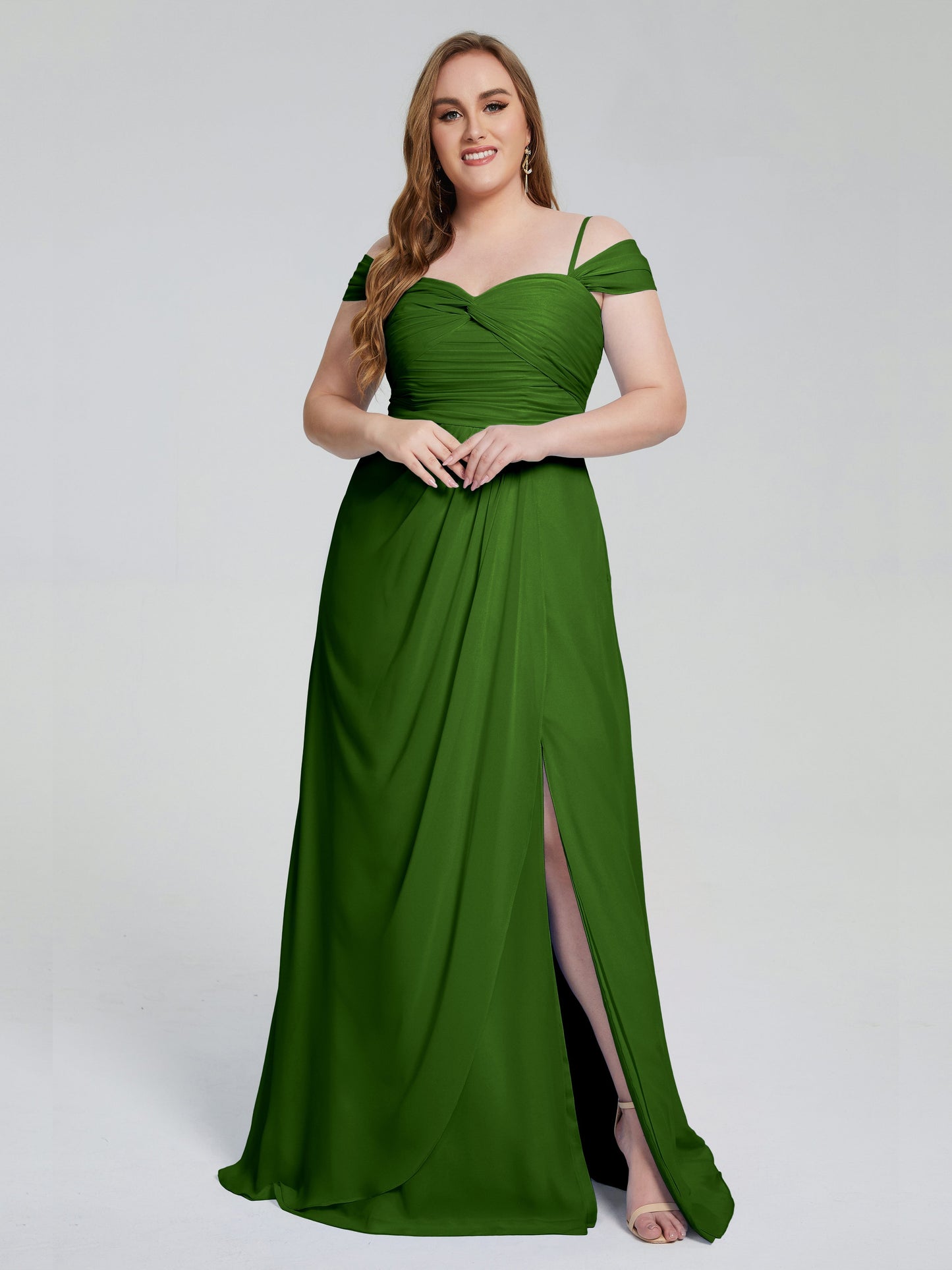 Catherine Elegant Straps Split Plus Size Bridesmaid Dresses