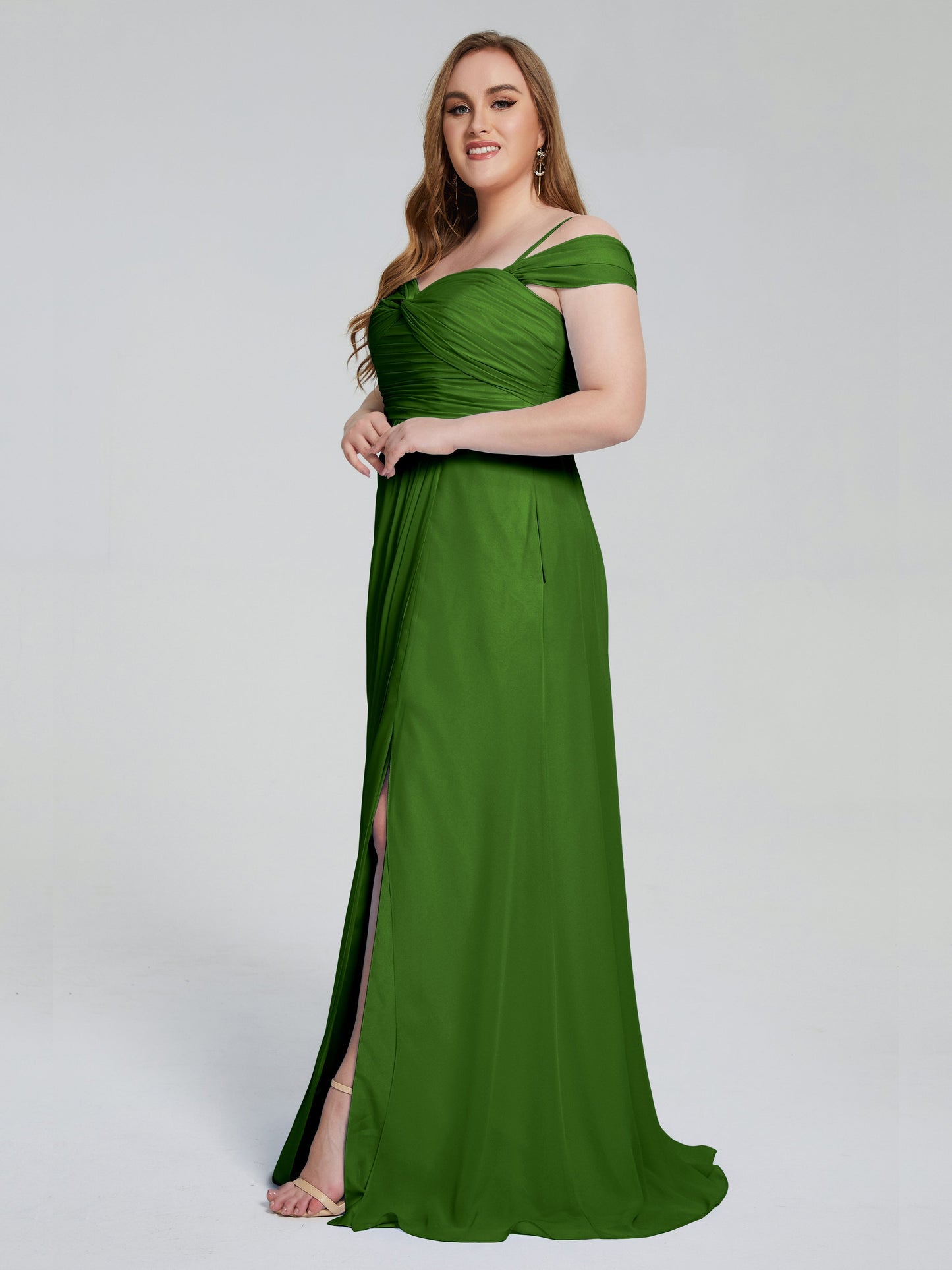 Catherine Elegant Straps Split Plus Size Bridesmaid Dresses