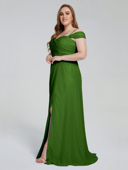 Catherine Elegant Straps Split Plus Size Bridesmaid Dresses