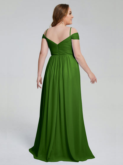 Catherine Elegant Straps Split Plus Size Bridesmaid Dresses