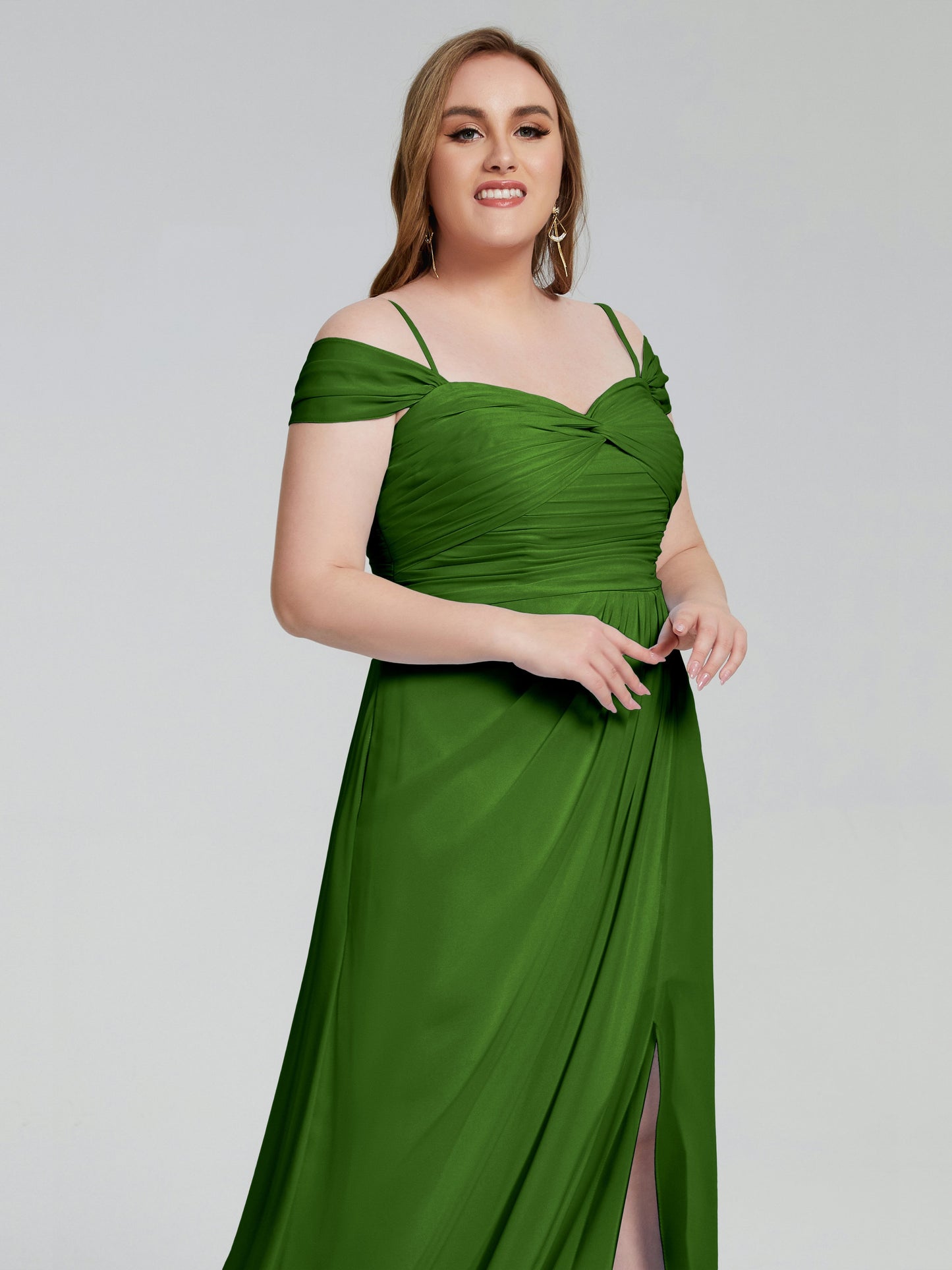 Catherine Elegant Straps Split Plus Size Bridesmaid Dresses