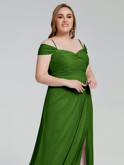 Catherine Elegant Straps Split Plus Size Bridesmaid Dresses