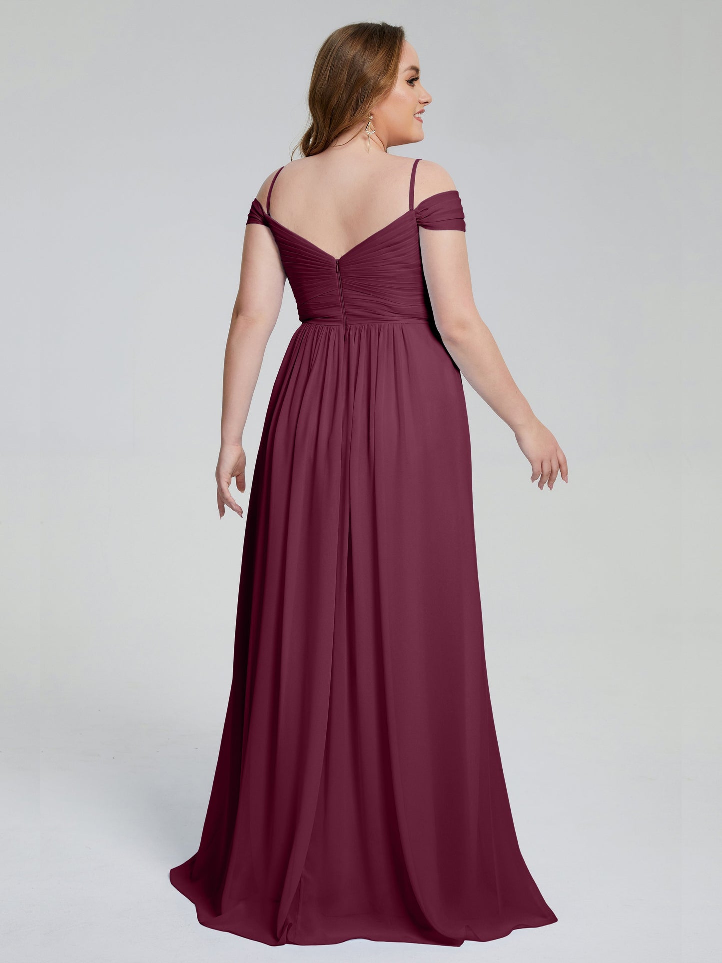 Catherine Elegant Straps Split Plus Size Bridesmaid Dresses