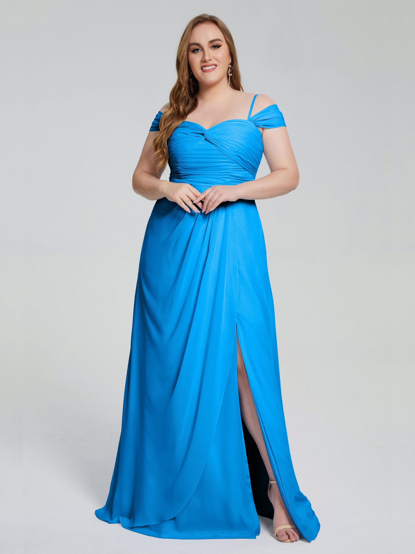 Catherine Elegant Straps Split Plus Size Bridesmaid Dresses
