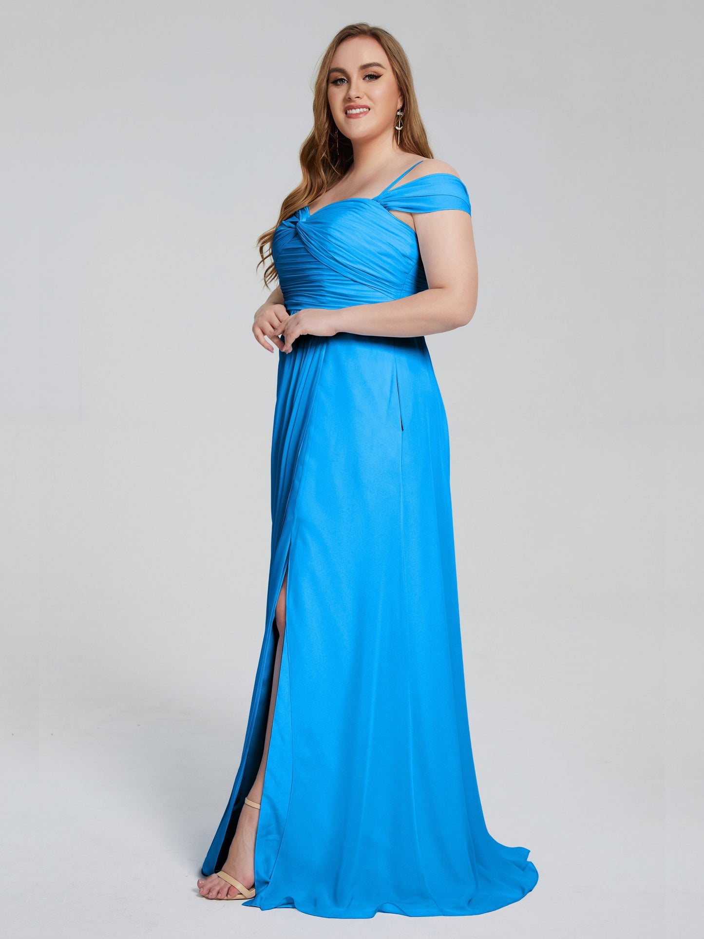 Catherine Elegant Straps Split Plus Size Bridesmaid Dresses