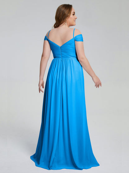 Catherine Elegant Straps Split Plus Size Bridesmaid Dresses