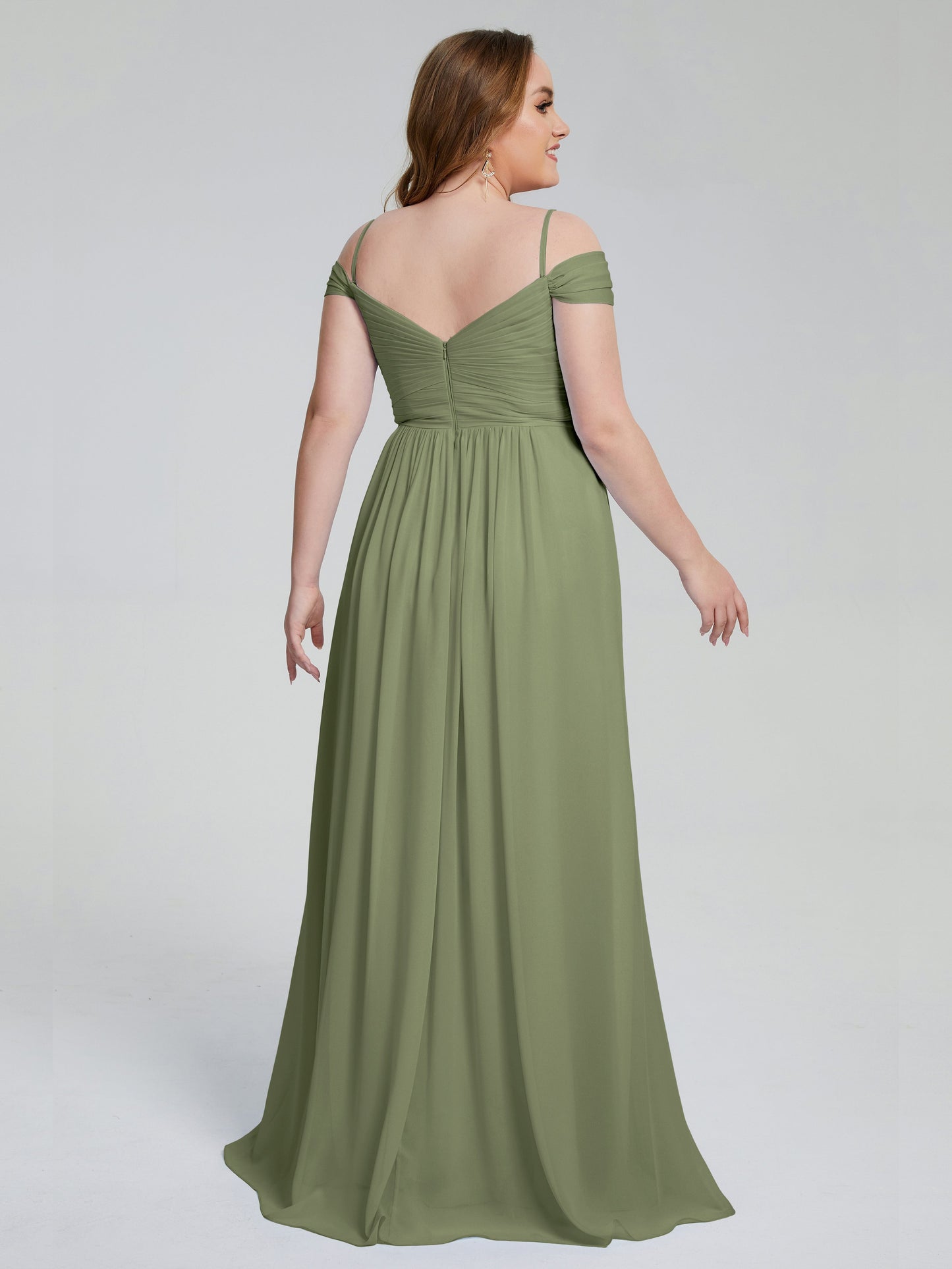 Catherine Elegant Straps Split Plus Size Bridesmaid Dresses
