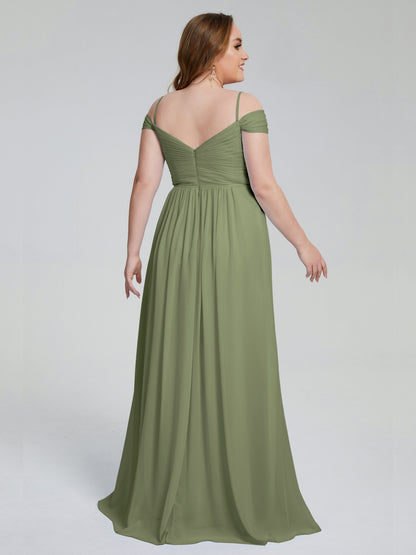 Catherine Elegant Straps Split Plus Size Bridesmaid Dresses