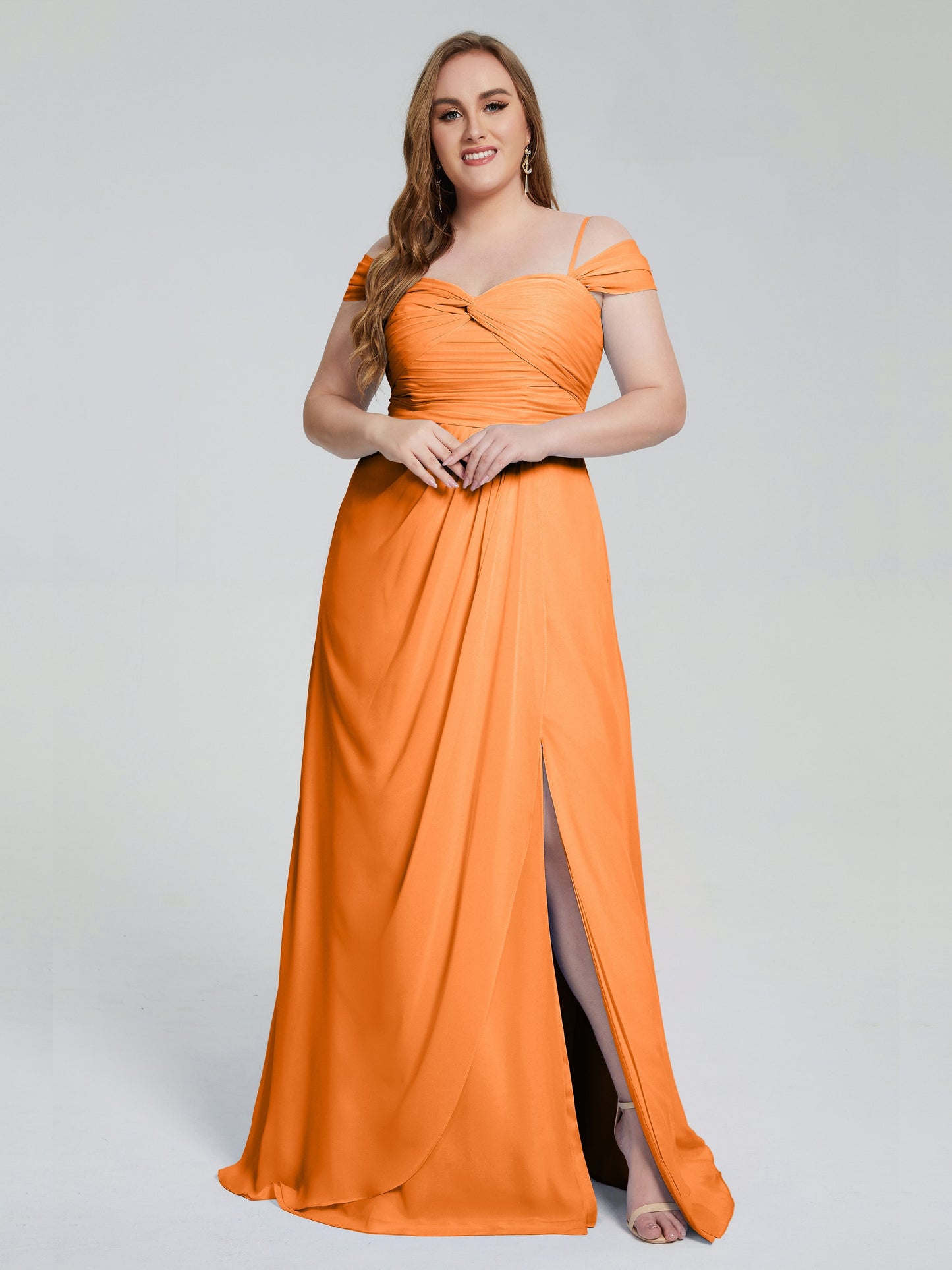 Catherine Elegant Straps Split Plus Size Bridesmaid Dresses