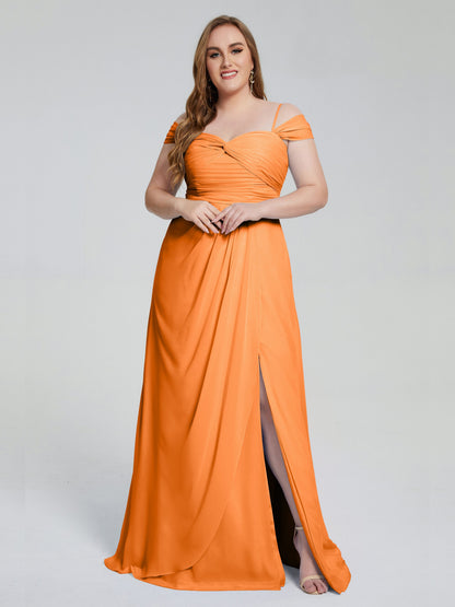 Catherine Elegant Straps Split Plus Size Bridesmaid Dresses
