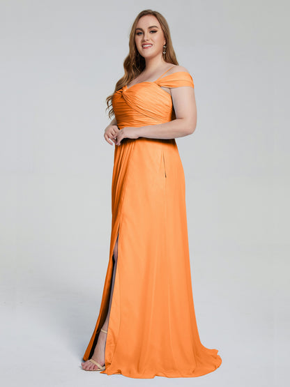 Catherine Elegant Straps Split Plus Size Bridesmaid Dresses