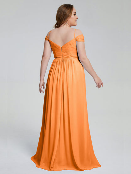 Catherine Elegant Straps Split Plus Size Bridesmaid Dresses