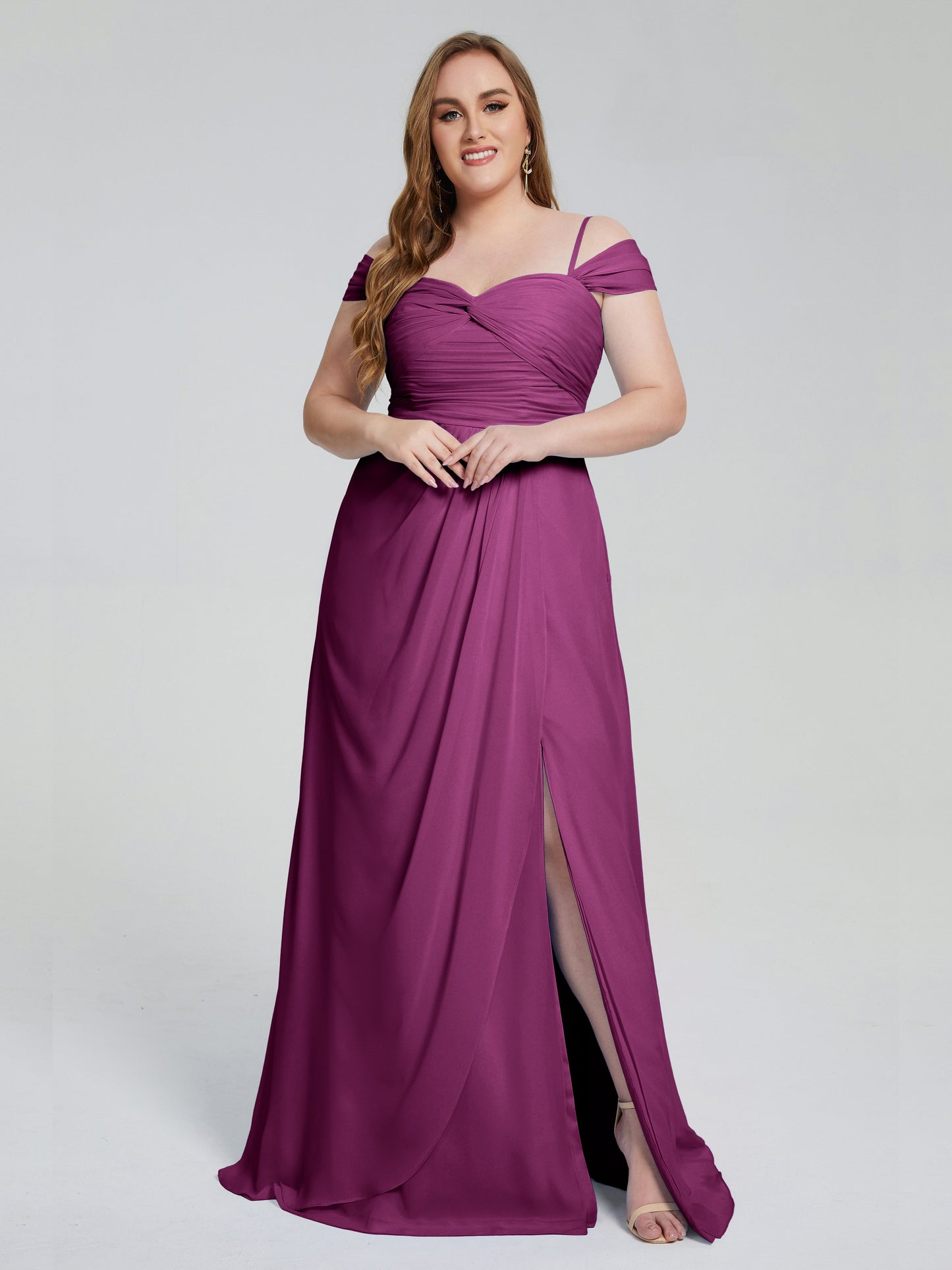Catherine Elegant Straps Split Plus Size Bridesmaid Dresses
