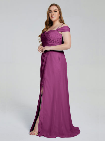 Catherine Elegant Straps Split Plus Size Bridesmaid Dresses