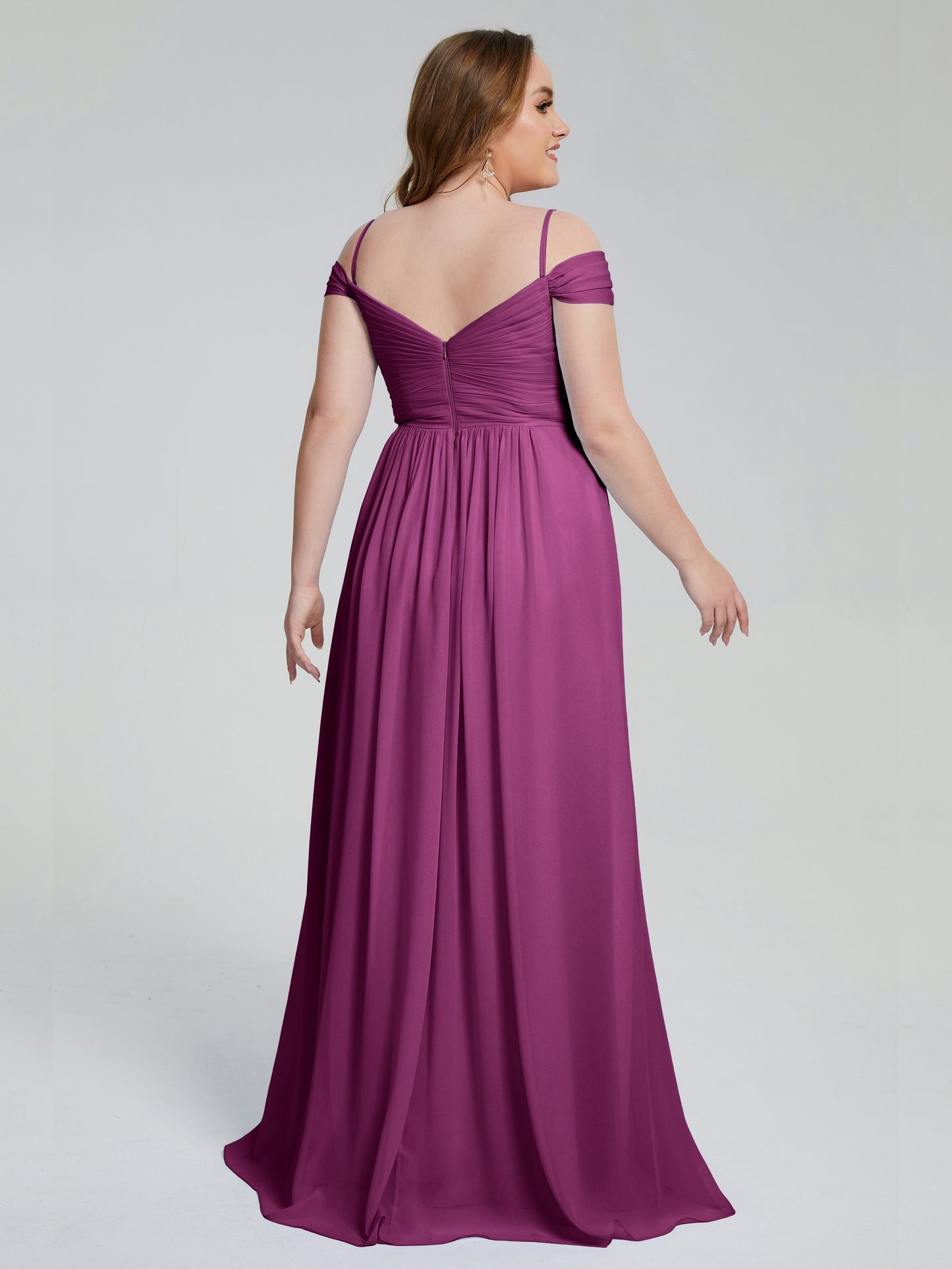 Catherine Elegant Straps Split Plus Size Bridesmaid Dresses