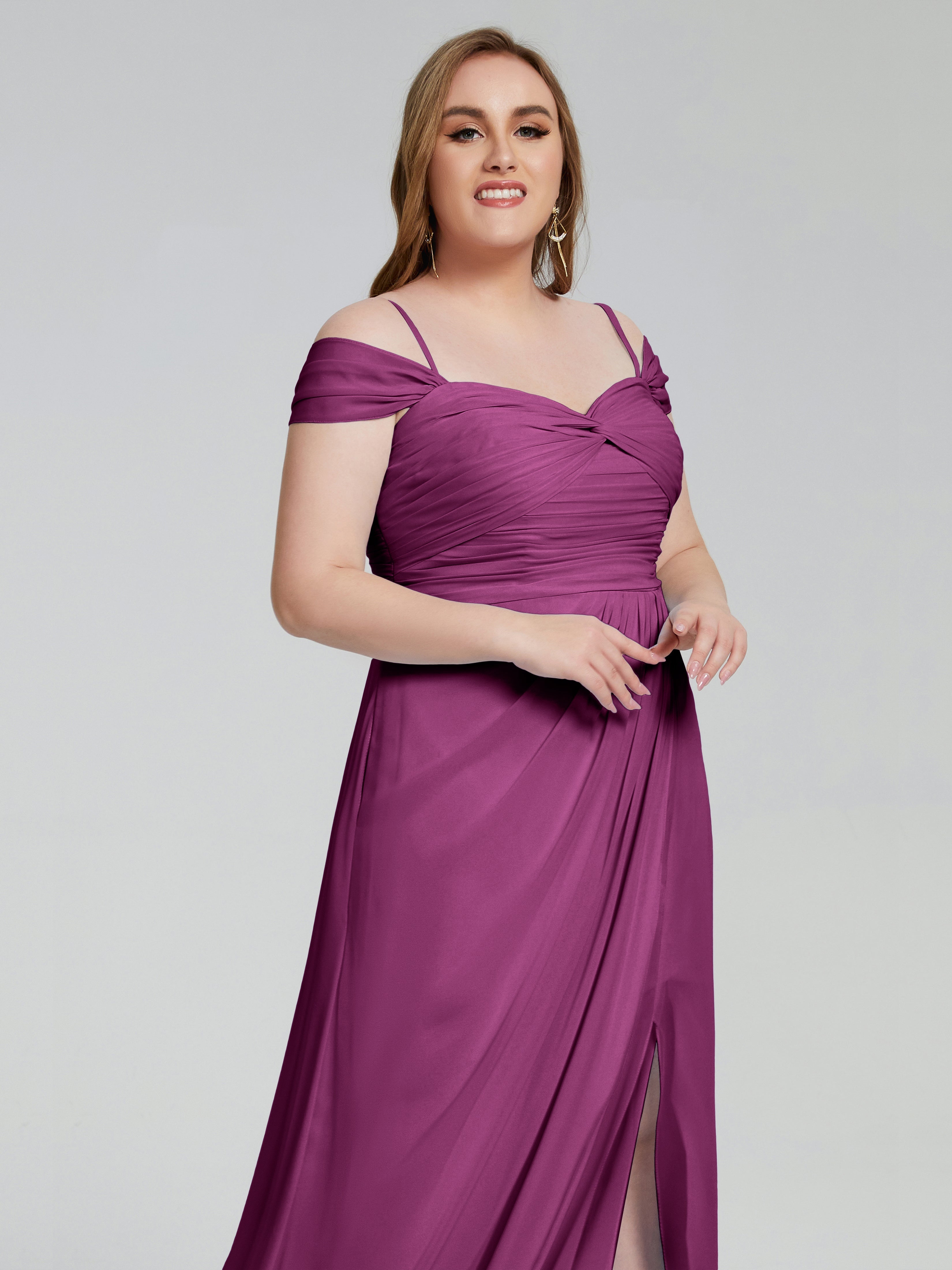 Catherine Elegant Straps Split Plus Size Bridesmaid Dresses