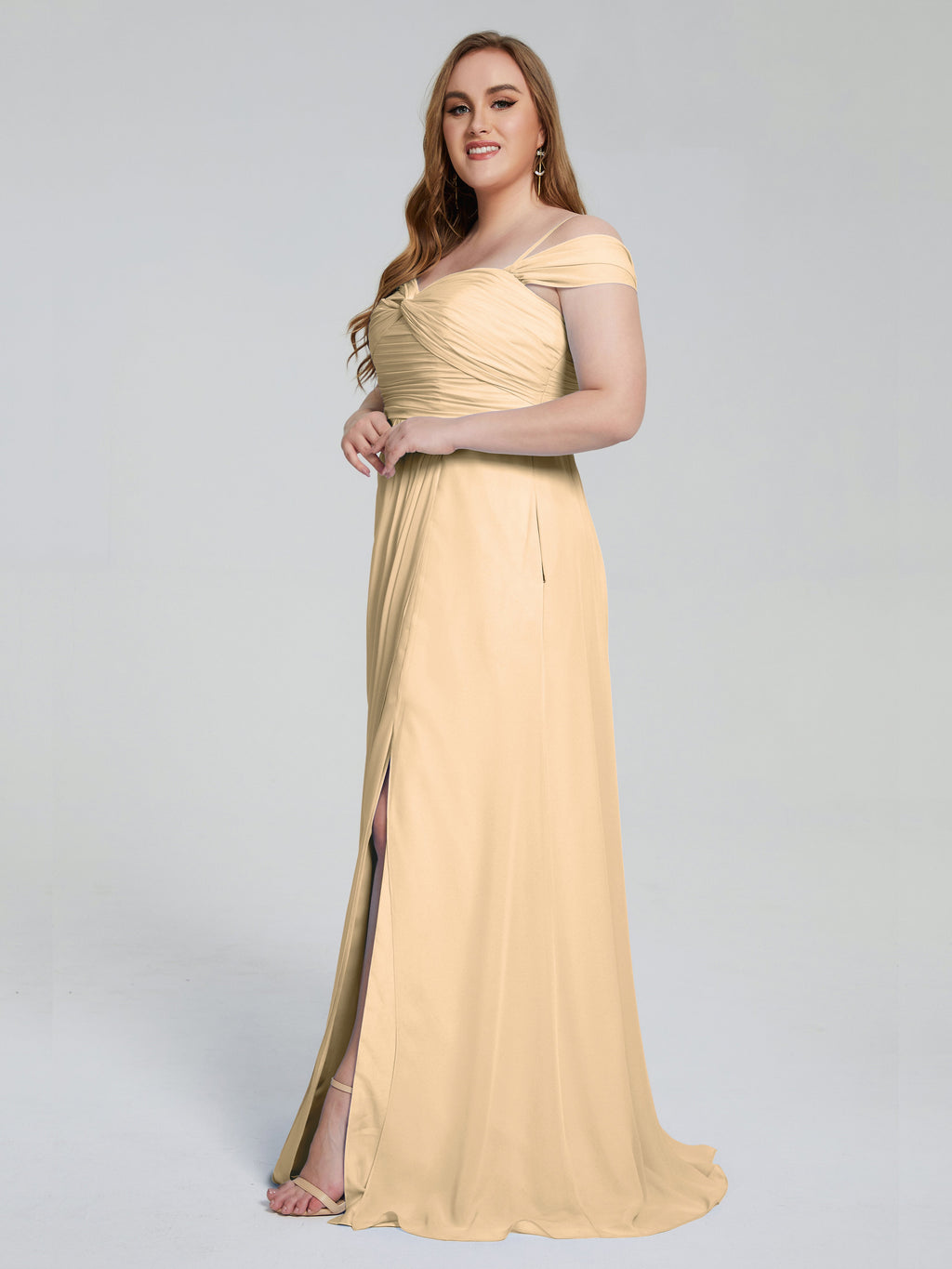 Catherine Elegant Straps Split Plus Size Bridesmaid Dresses