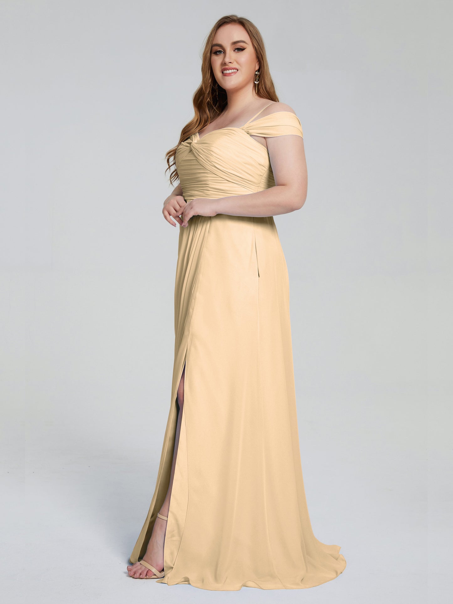 Catherine Elegant Straps Split Plus Size Bridesmaid Dresses