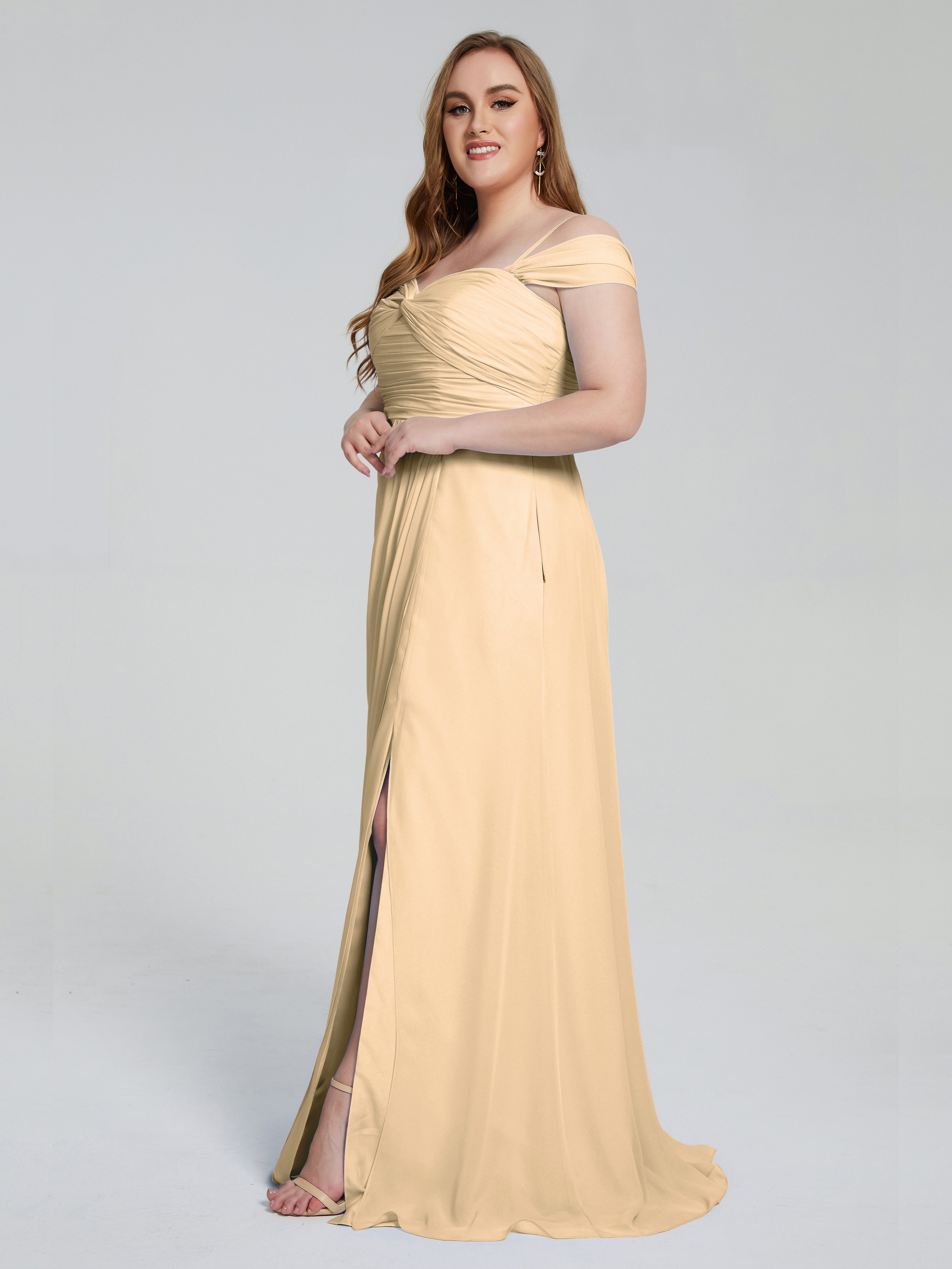 Catherine Elegant Straps Split Plus Size Bridesmaid Dresses
