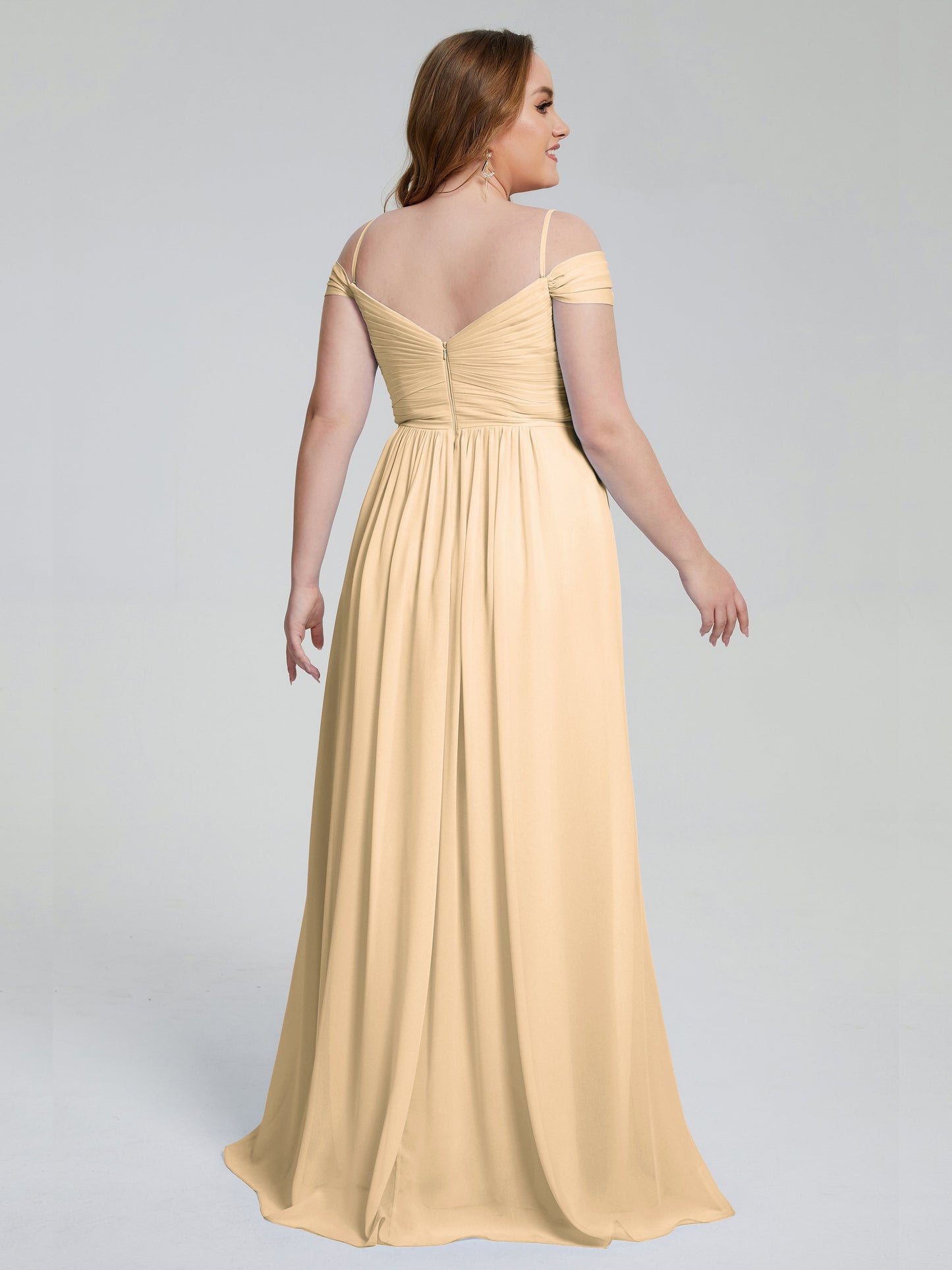 Catherine Elegant Straps Split Plus Size Bridesmaid Dresses
