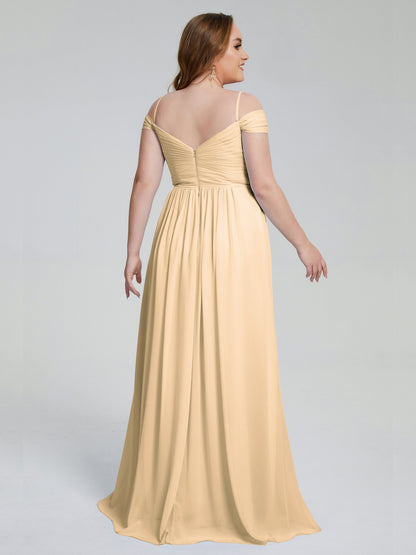 Catherine Elegant Straps Split Plus Size Bridesmaid Dresses