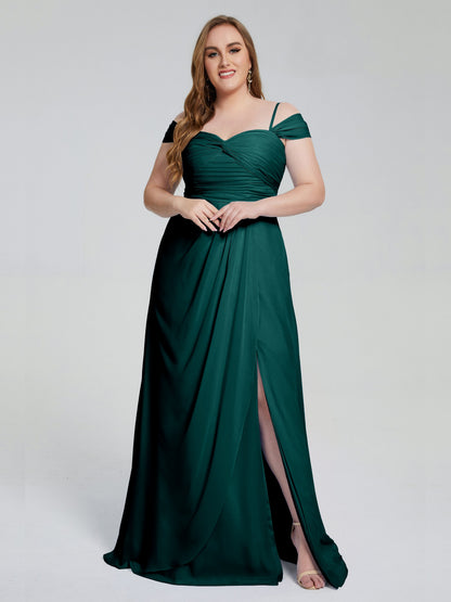 Catherine Elegant Straps Split Plus Size Bridesmaid Dresses