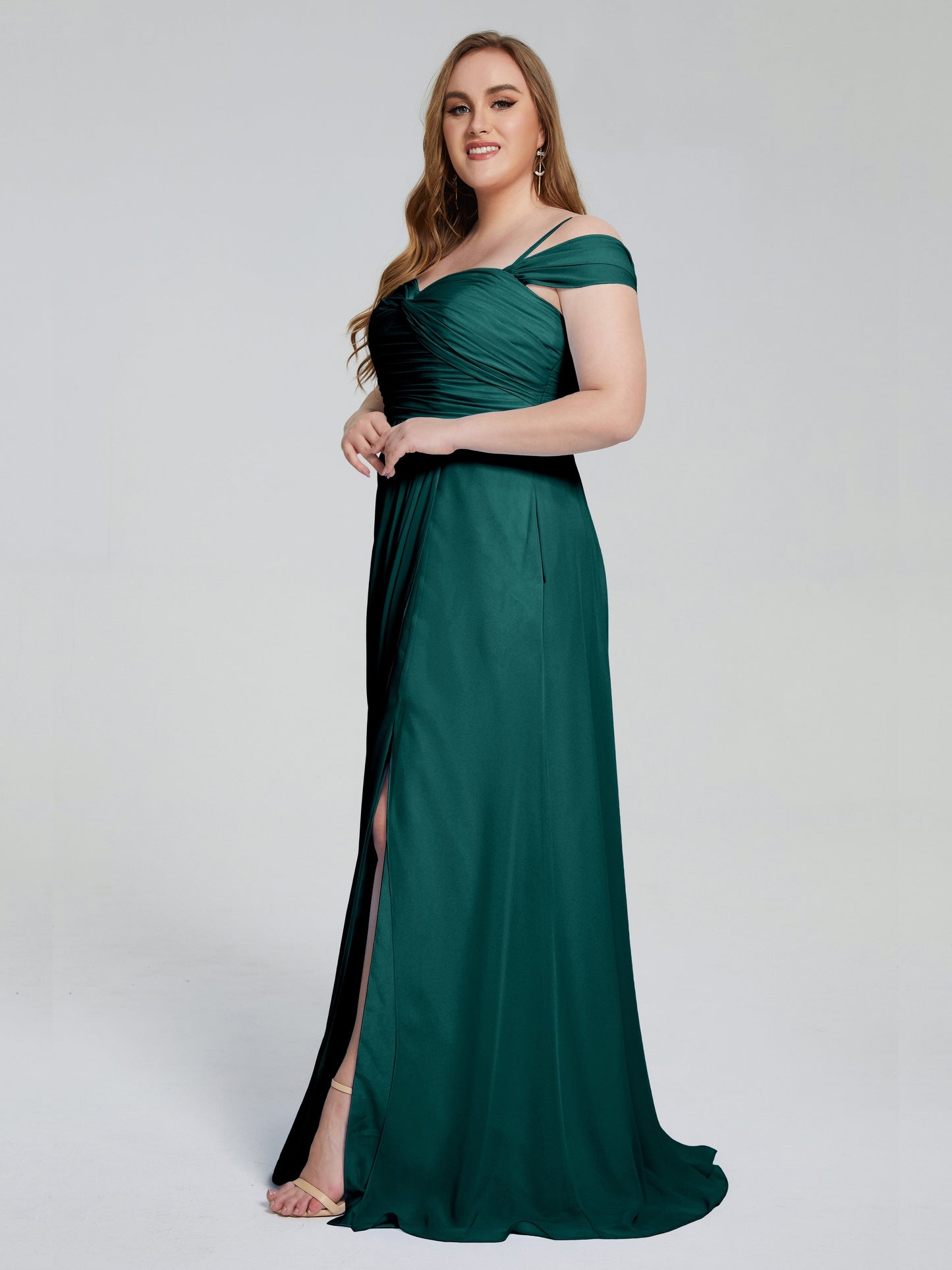 Catherine Elegant Straps Split Plus Size Bridesmaid Dresses