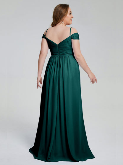 Catherine Elegant Straps Split Plus Size Bridesmaid Dresses