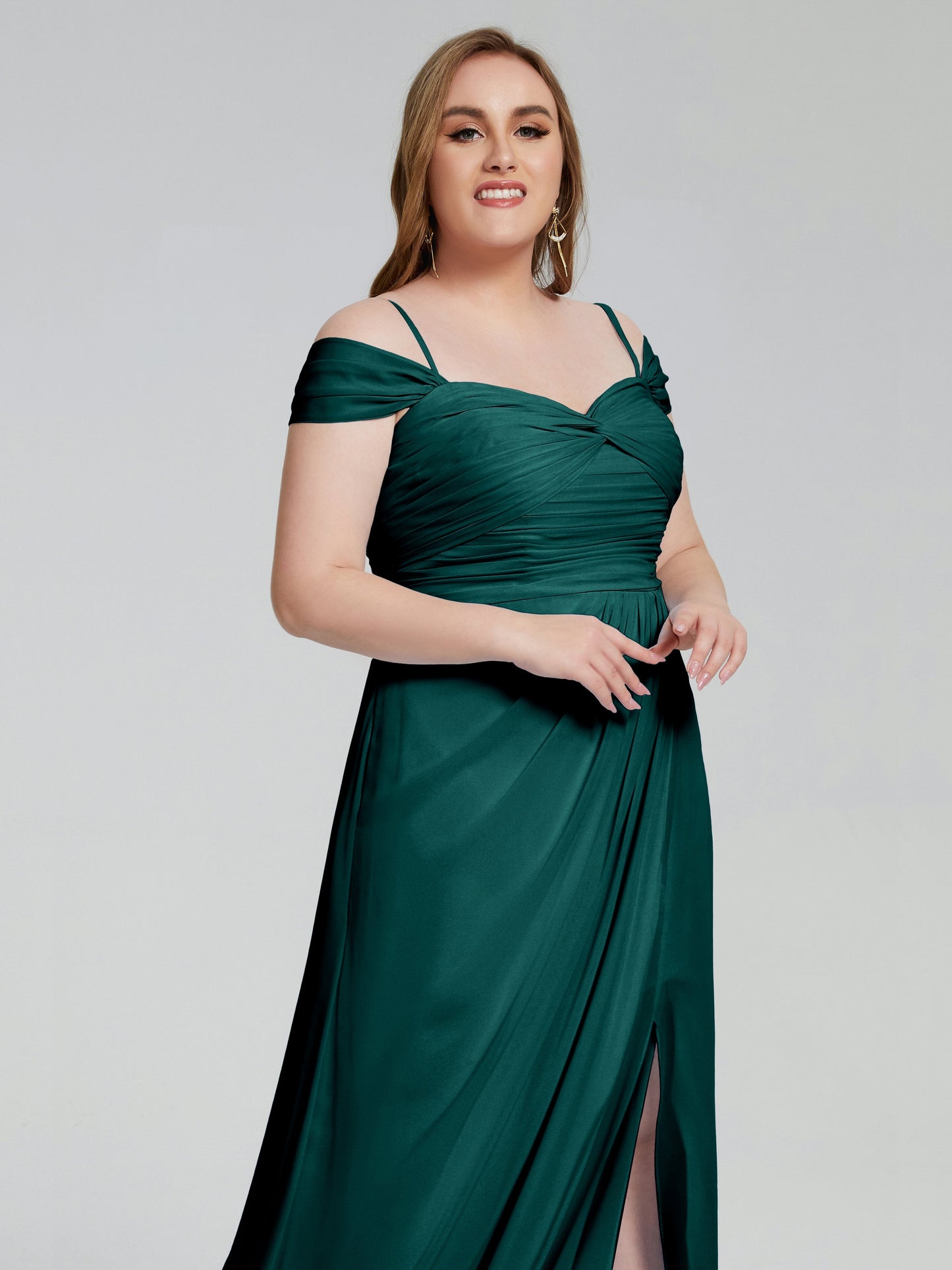 Catherine Elegant Straps Split Plus Size Bridesmaid Dresses