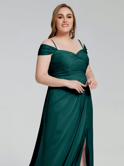 Catherine Elegant Straps Split Plus Size Bridesmaid Dresses