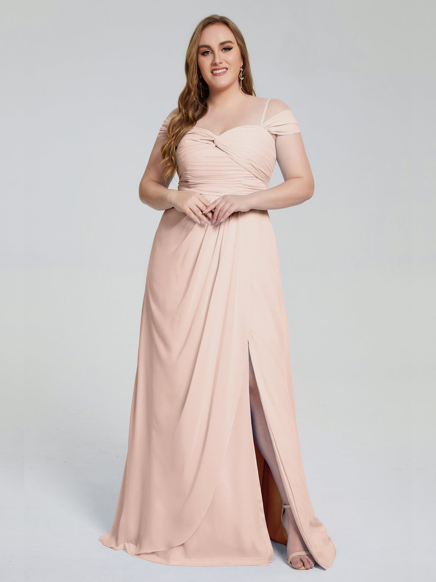 Catherine Elegant Straps Split Plus Size Bridesmaid Dresses
