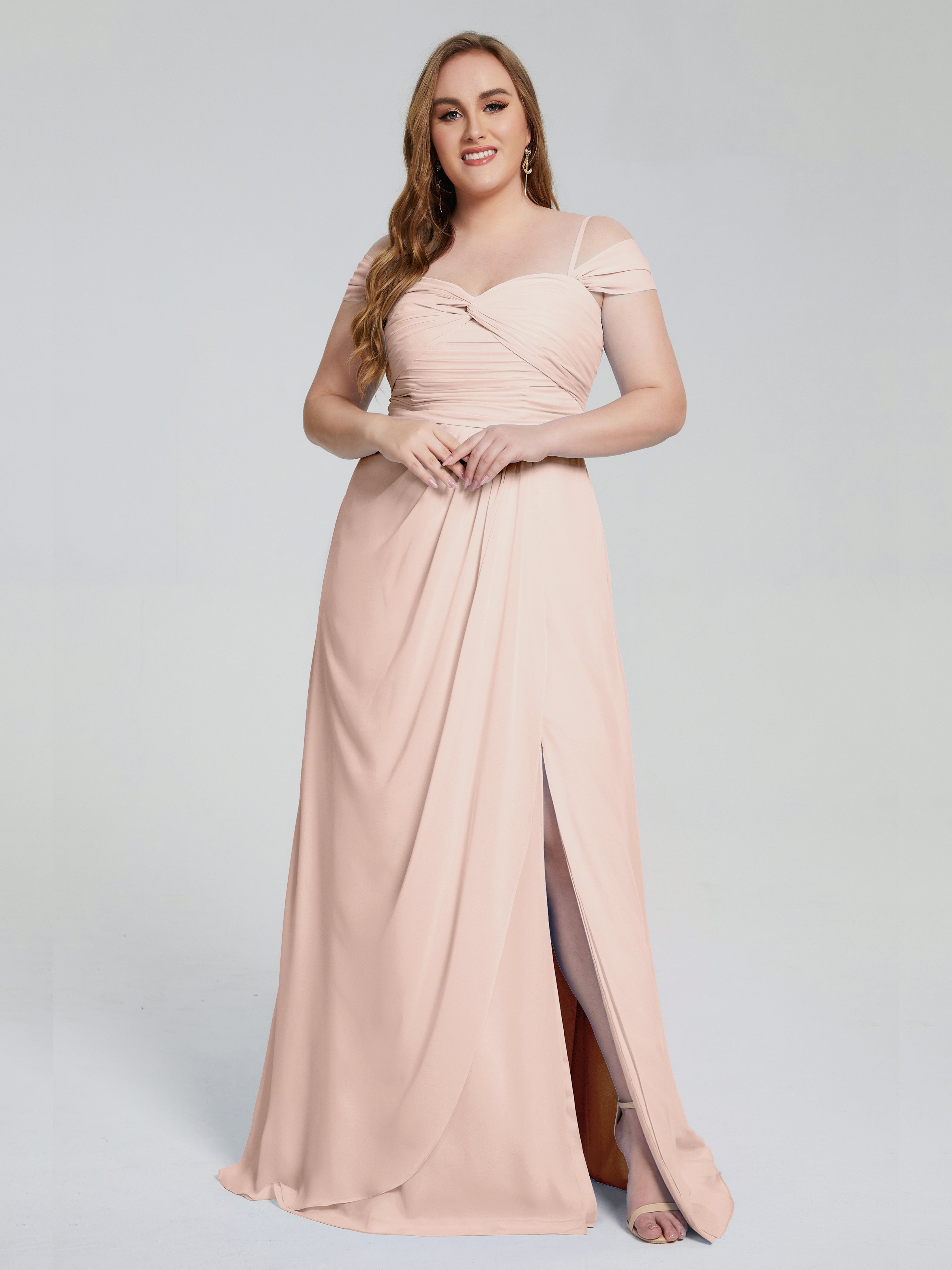 Catherine Elegant Straps Split Plus Size Bridesmaid Dresses