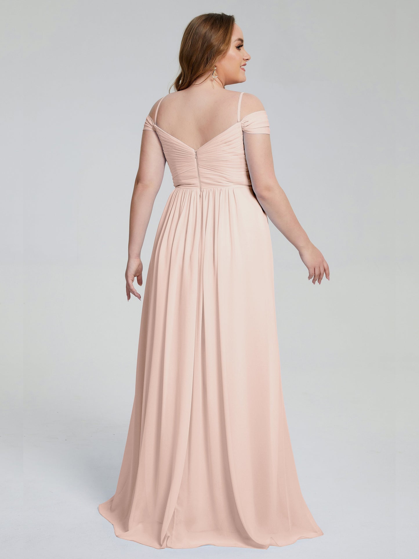 Catherine Elegant Straps Split Plus Size Bridesmaid Dresses