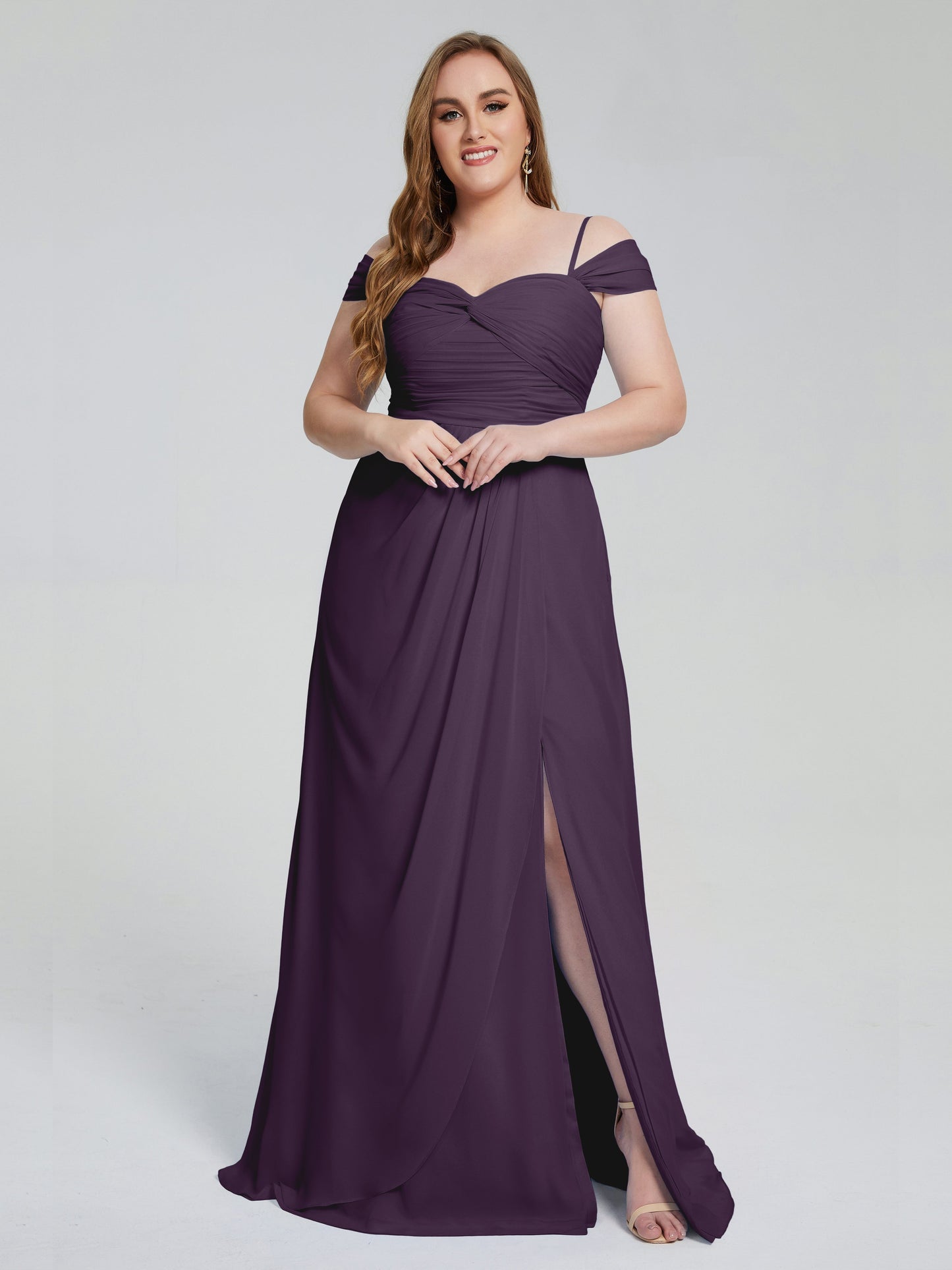 Catherine Elegant Straps Split Plus Size Bridesmaid Dresses