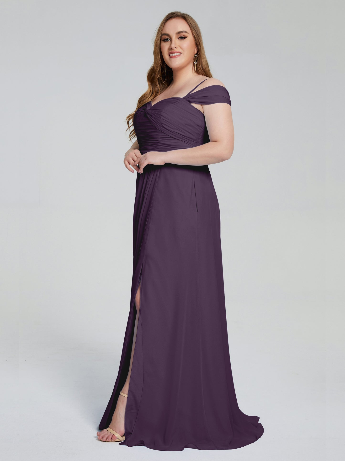 Catherine Elegant Straps Split Plus Size Bridesmaid Dresses