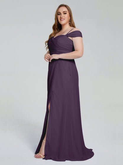 Catherine Elegant Straps Split Plus Size Bridesmaid Dresses